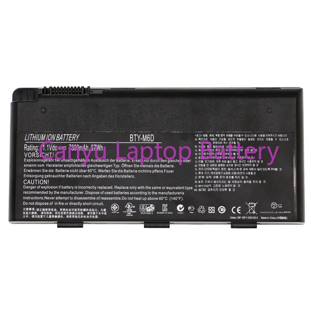 BTY-M6D для MSI GT60 GT70 GX780R GX680 GX780 GT780R GT660R GT663R GX660 GT680R GT783R 9CELLS 7800 мАч 87 Втч Аккумулятор
