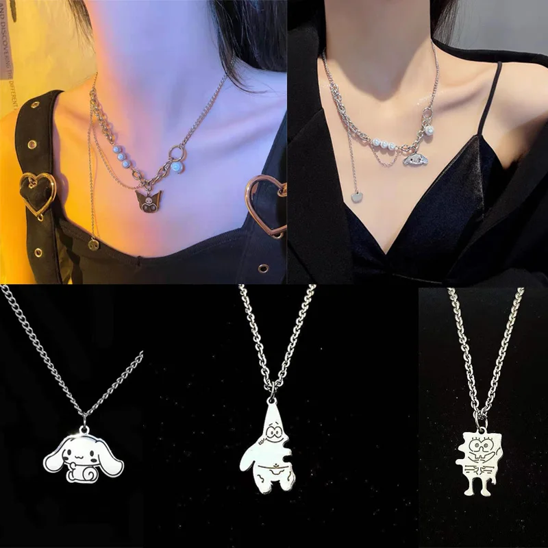 Милые Мультяшные Куклы Kawaii куклы Cinnamoroll Kuromi Губка Боб Патрик звезда кулон