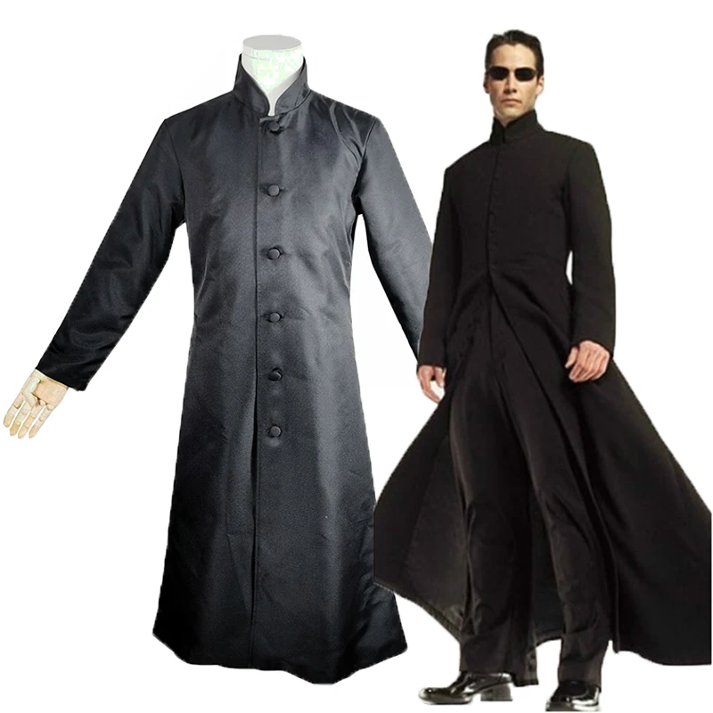 

Movie Neo Cosplay Costumes Black Trench Male Charm Full Set Clothes Role-playing Outfits for Men Halloween Carnival Party Suits