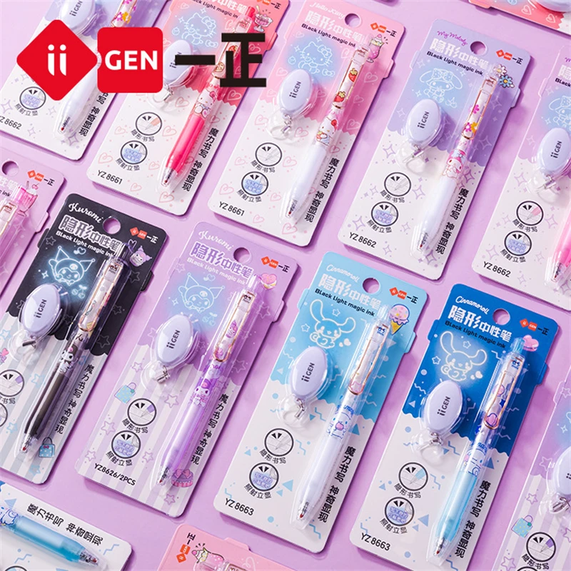 

16pcs Wholesale Sanrio Invisible Fluorescent Gel Pens Kuromi Cute Creative Secret Pen For Primary School Students Marker Pens