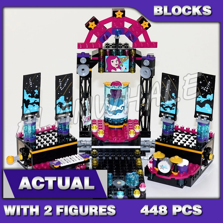 

448pcs Friends Pop Star Show Stage Livi Andrea Girl music dance guitar 10406 Building Blocks Sets Compatible with Model