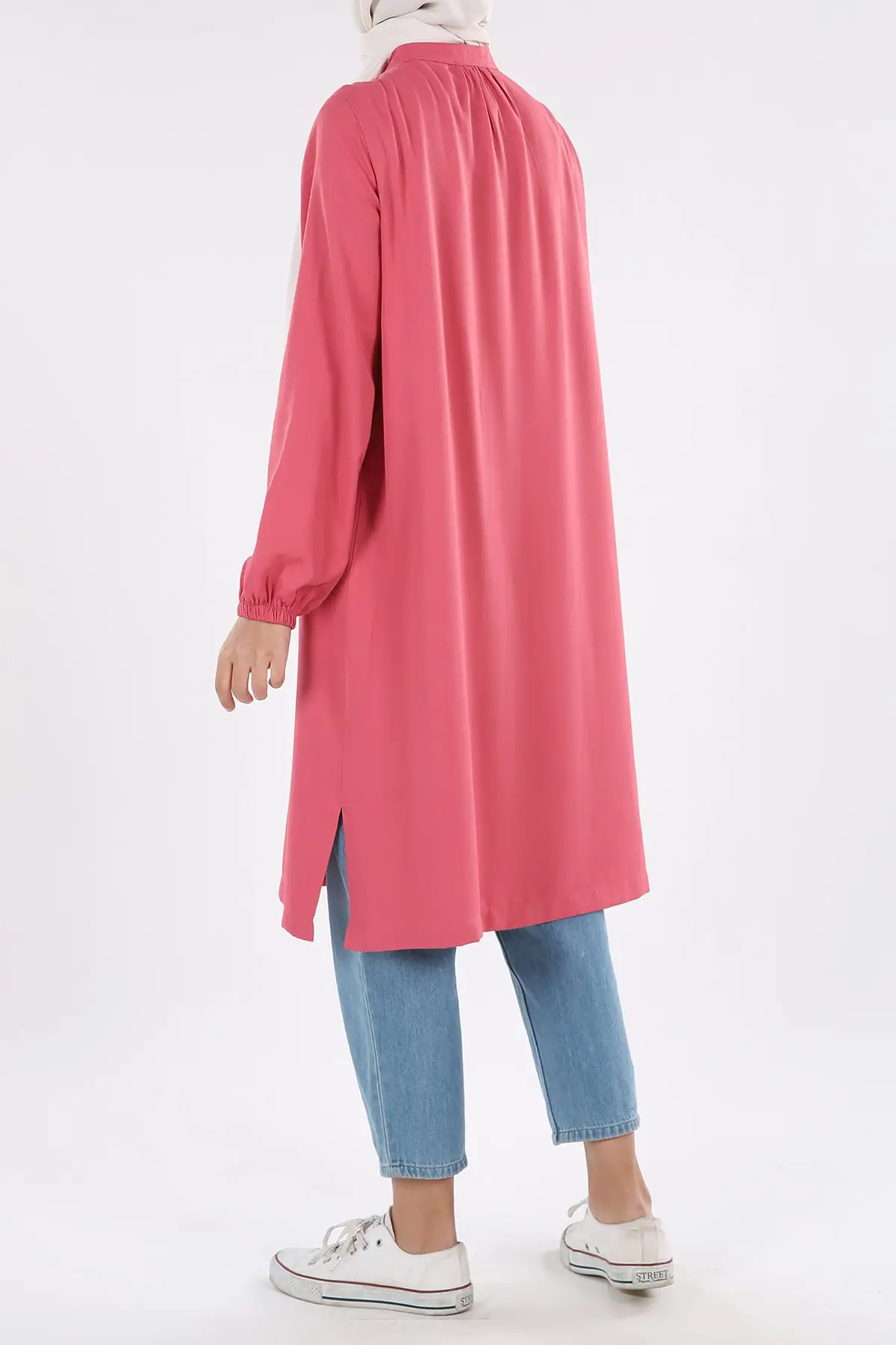 

Women Fuchsia Flower Half Eggplant Collar Tunic Muslim Tunic 2021 Fashion