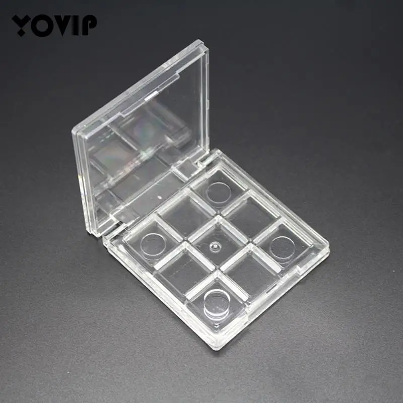 

Clear Square Eyeshadow Case 9 Grids Palette Eye Makeup Storage Box Empty Eyeshadow Dish DIY Eyeshadow
