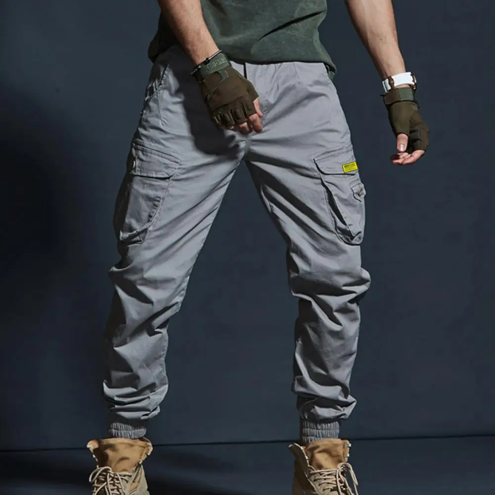 

Men Pants Stylish Male Multiple Pockets Zip Button Fly Mid Rise for Working Cargo Pants Men Trousers