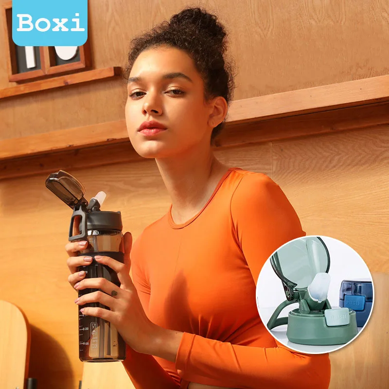 

550ml/700ml/850ml Tritan Material Sport Water Bottle With Straw Portable Large Capacity Outdoor Cycling Men Fitness Space Cup