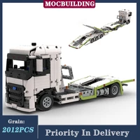 moc transporter truck lengthened trainer building block traffic city vehicles technology assembled toy childrens gift car loadi