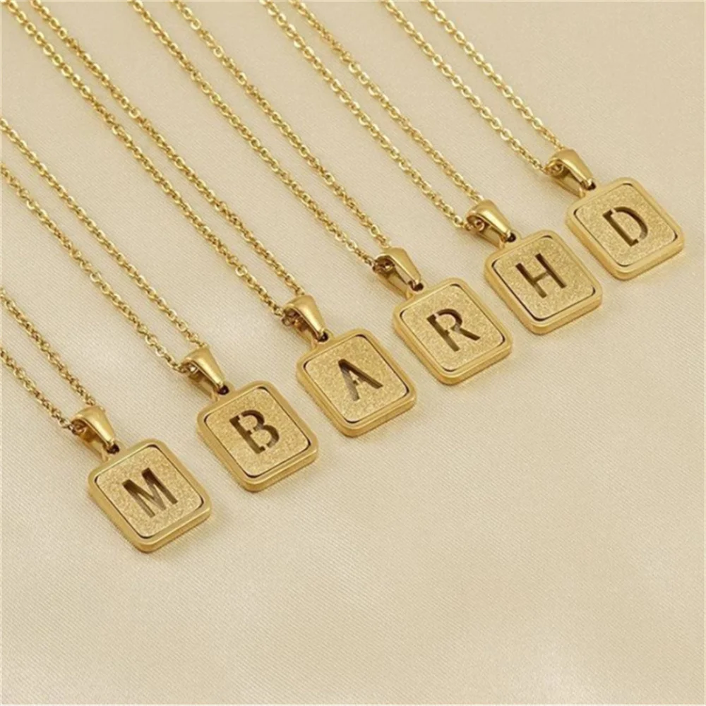 A-Z Pendant Letter Necklace for Men Women Stainless Steel Gold Chain Wholesale Dropshipping Jewelry 18inch Necklace Gifts Men