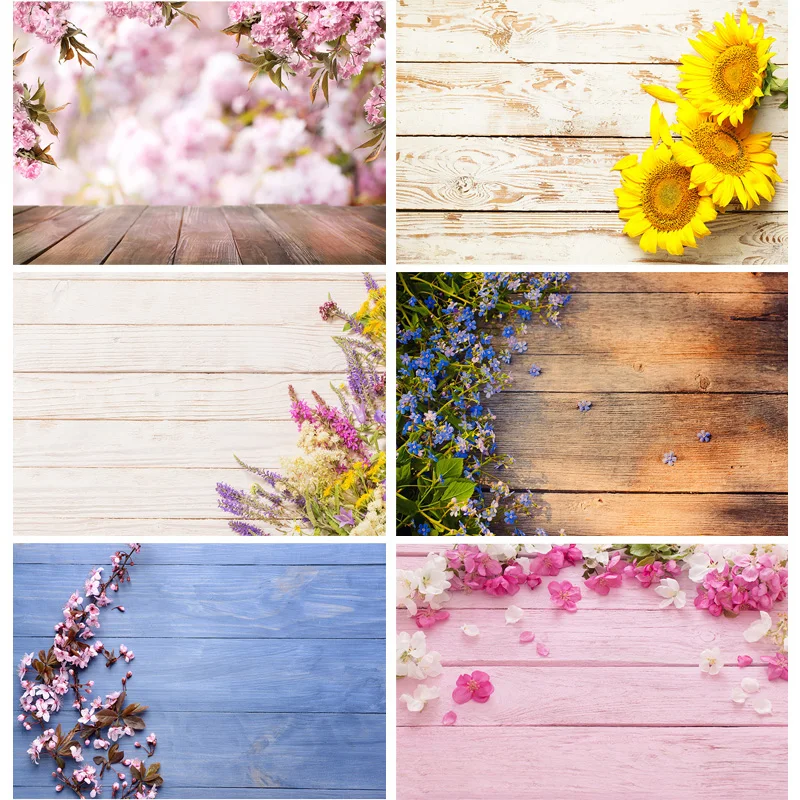 

Vinyl Custom SHENGYONGBAO Photography Backdrops Props Flower Wood Planks Photo Studio Background 21710 CHM-13