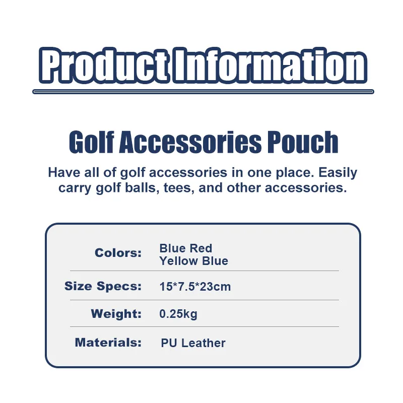 PLAYEAGLE 1 Pcs Multifunction Men Women PU Leather Golf Pouch Mini  Handbag Standard Size  Bag for Ball/Tee