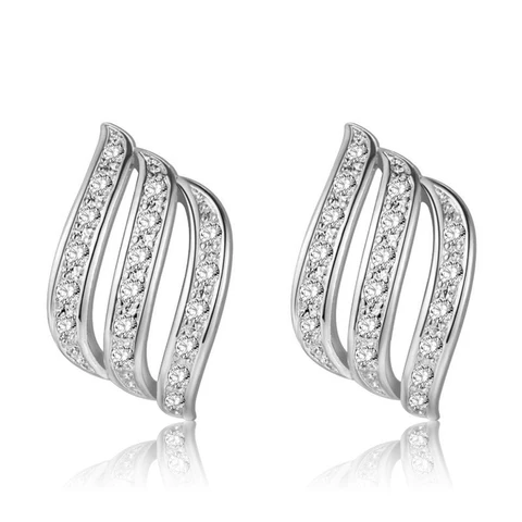 High Quality Cubic Zircon Wing Shape Clip on Earrings No Pierced for Women Fashion Bridesmaid Wedding Cuff Earrings Ear Clip New