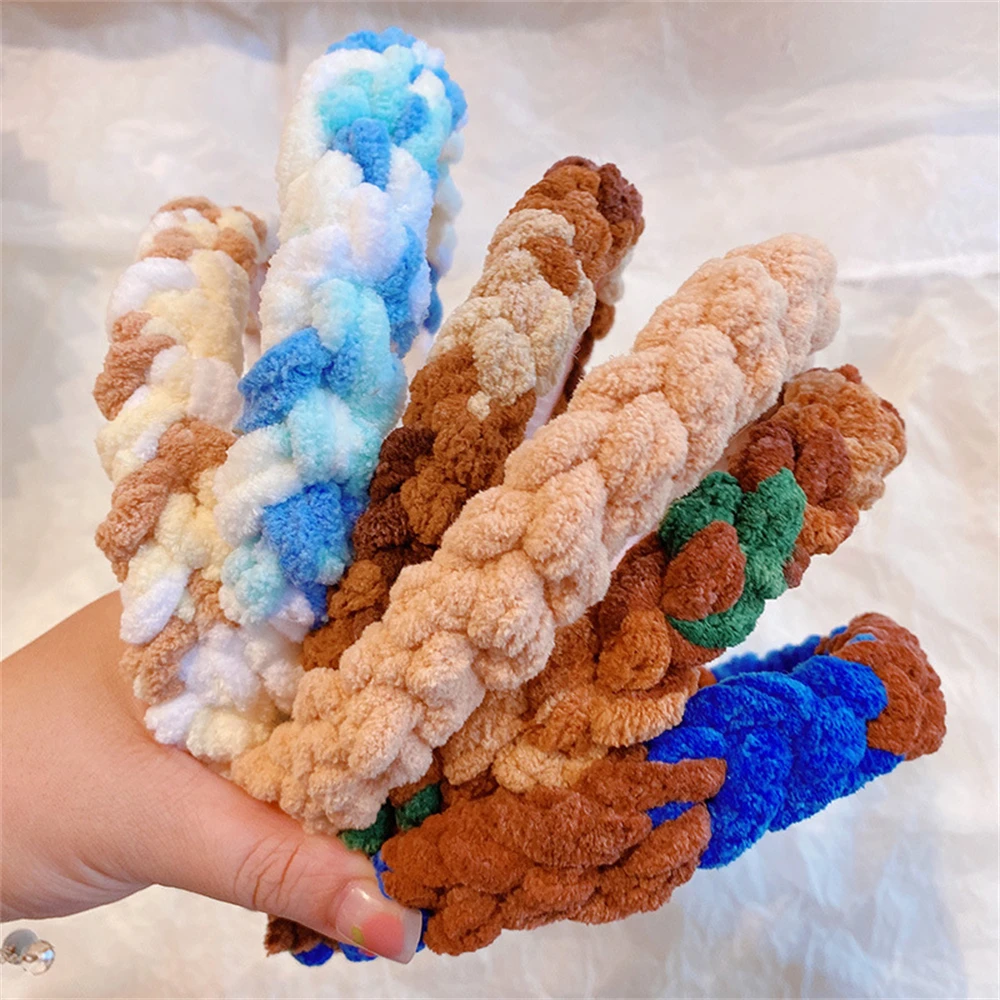 

Hand Woven Coarse Woolen Cloth Headbands Trendy Women Hairbands Makeup Bundled Hair Headdress Sweet Hair Accessories For Girls