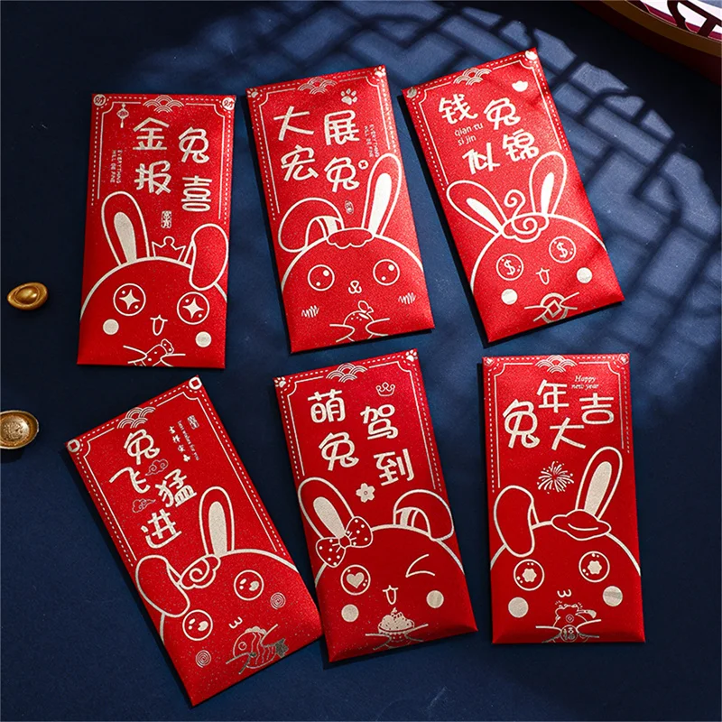 

4Pcs 2023 Red Envelopes Cartoon Rabbit Year Hongbao Chinese Spring Festival Red