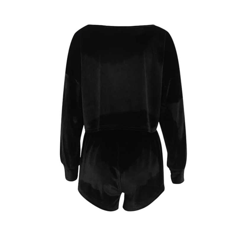 2Pcs Set Velvet Velour Pajamas Sets Woman Pyjam Elegant Glossy Nightwear Long Sleeve Top Shorts Pants Ladies Loungewear Homewear