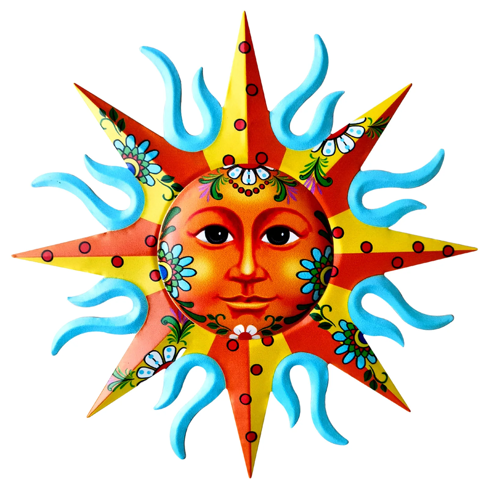 

Sun Metal Wall Art Vivid Colorful Sun Wall Decor Painted With Florals Large 11.5inch Outdoor Wall Decorations Metal For Patio