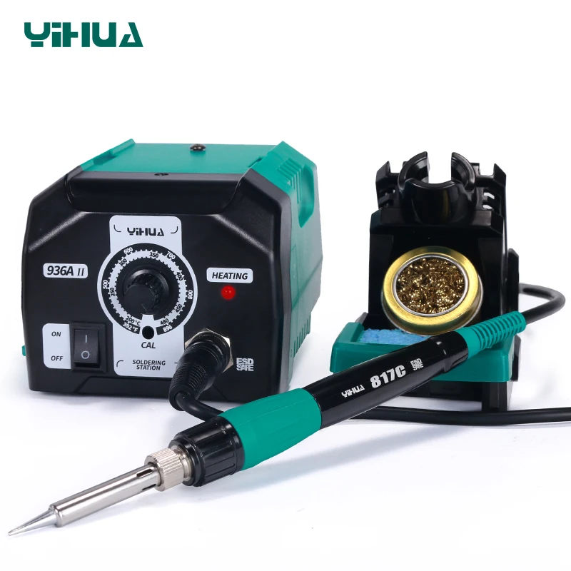 

Yihua 936A-II soldering station adjustable temperature soldering iron digital lead-free soldering station 65W anti-static repair