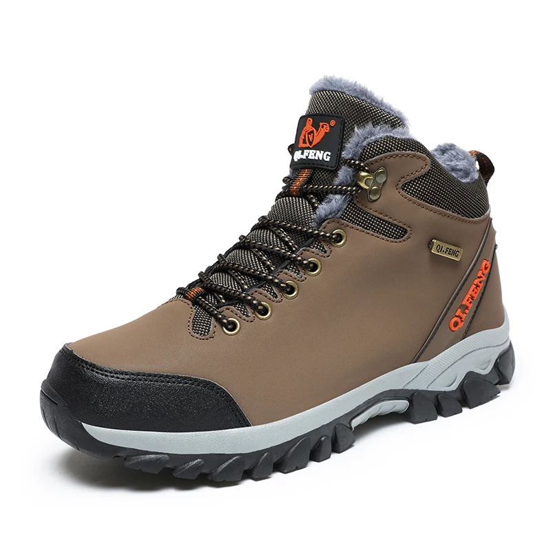 

New Designers Leather Hiking Shoes Men Winter Snow Boots Waterproof Sneakers High Top Ankle Boots Trekking Athletic Shoes Man
