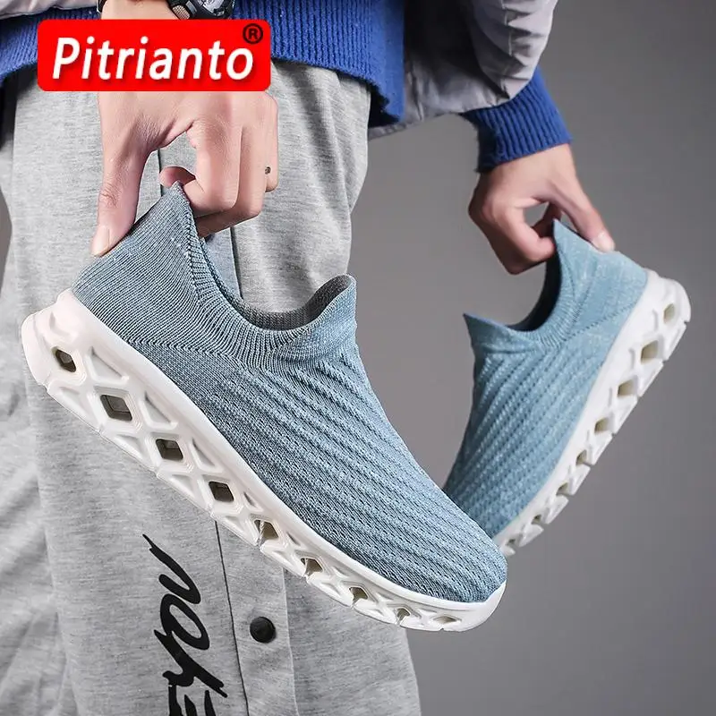 

Mesh Slip-on Running Shoes for Men Outdoor Breathable Zapatillas Hombre Quality Hard-wearing Jogging Sneakers Fashion Comfort