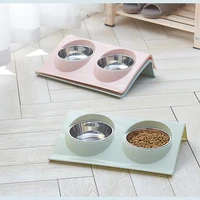stainless steel pet bowl slope plastic anti slip pet dog bowl splash proof cat feeder cat bowl food bowl dog bowl
