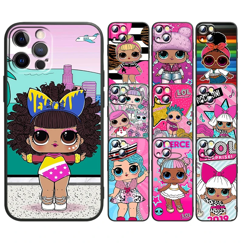 

Cute L.O.L. SURPRISE Doll For Apple iPhone 13 12 Mini 11 XS Pro Max X XR 8 7 6 Plus SE 2020 5 Black Soft TPU Capa Phone Case