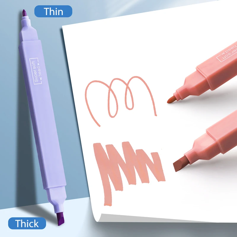 

6pcs/set Double-Headed Cute Color Fluorescent Highlighter Pen Pastel Markers Student Office School Stationery