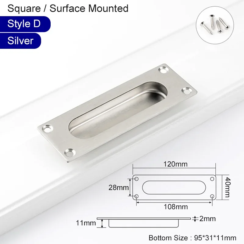 

Встроенная дверная ручка Stealth, черная скрытая пряжка ящика раздвижной двери шкафа, темная ручка из нержавеющей стали 304, ручка раздвижной двери