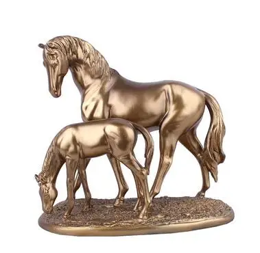 

Animal sculpture new resin crafts European bronze mother and child horse ornaments creative living room TV cabinet office orname