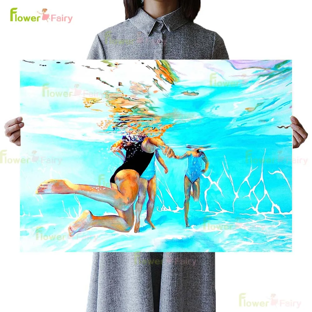 Плакат с принтом сексуальной девушки для плавания и дайвинга настенная Картина