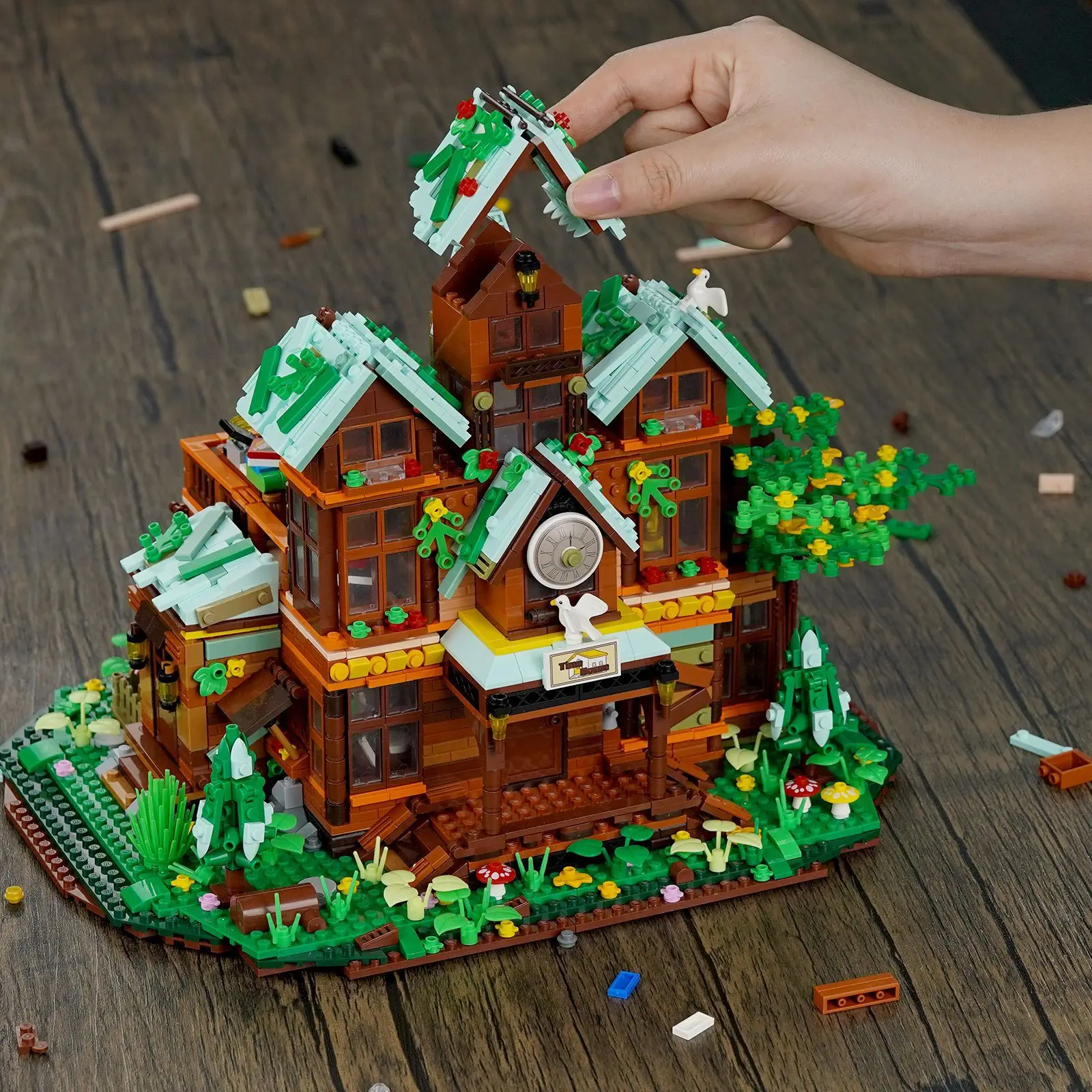 Фото Совместимый набор строительных блоков Lego, деревянный дом, светильники, лесной сад, мини-игрушки, подарки для детей, взрослых, мальчиков и девочек №3
