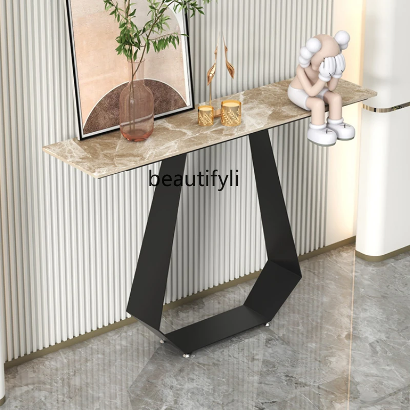 

HJ Simple Front Door Extremely Narrow Stone Plate Console Tables Wall Narrow Table Ultra-Thin Console