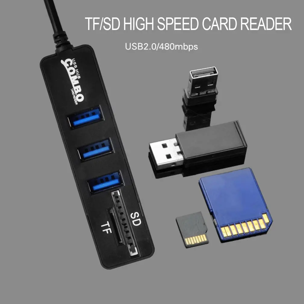 

USB Hub Combo 3 Ports High Speed USB 2.0 Hub Splitter Multi USB Combo 2 In 1 SD/TF Card Reader For PC Laptop Computer