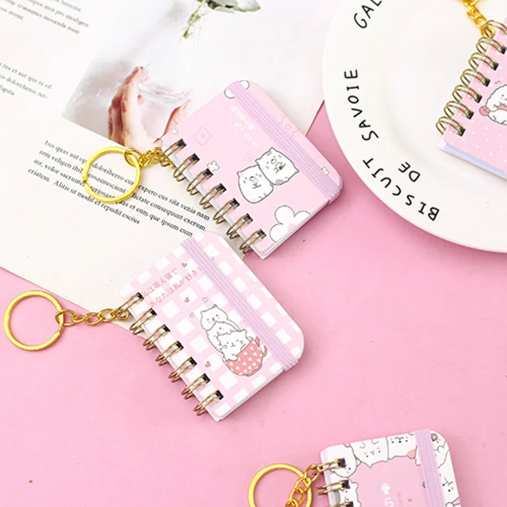 

4 Pcs Miniature Notebook Keychain Pocket Notebook Decorative Notebook Keyring Key Holder Purse Animal Mini Notebook Keyring