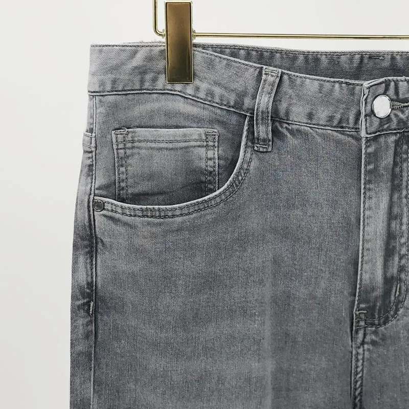 Men's Jeans Fashion Brand High Quality Retro Gray Straight Denims Pant Classic Casual Washed Style Street Trendy Men Trouser