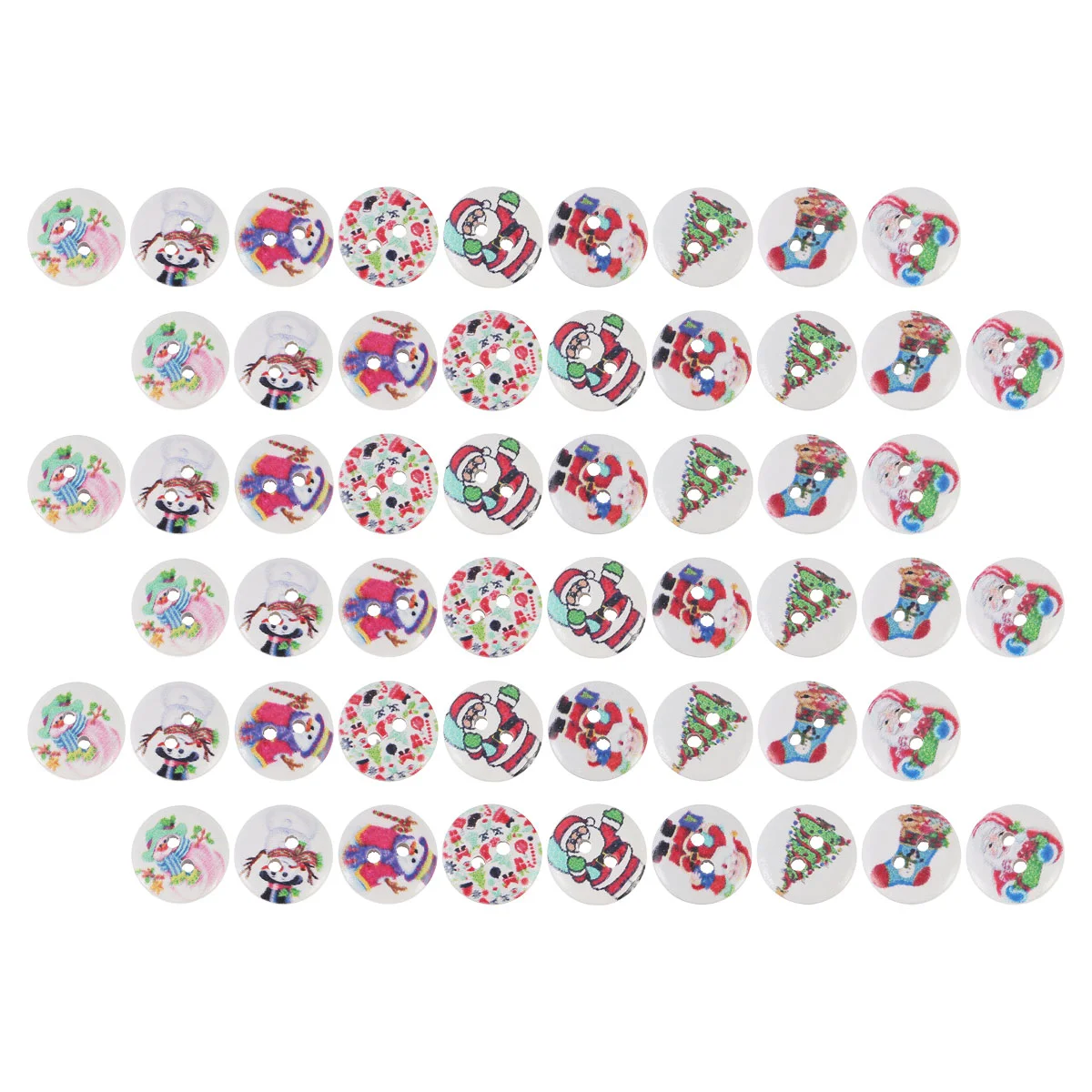 

200Pcs Round Button Printed Button Christmas Supplies (Random Style and Color)
