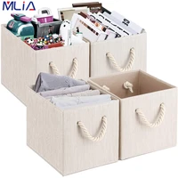 mlia foldable storage cubes bins organizer fabric storage baskets for organizing with durable rope handles closet boxes