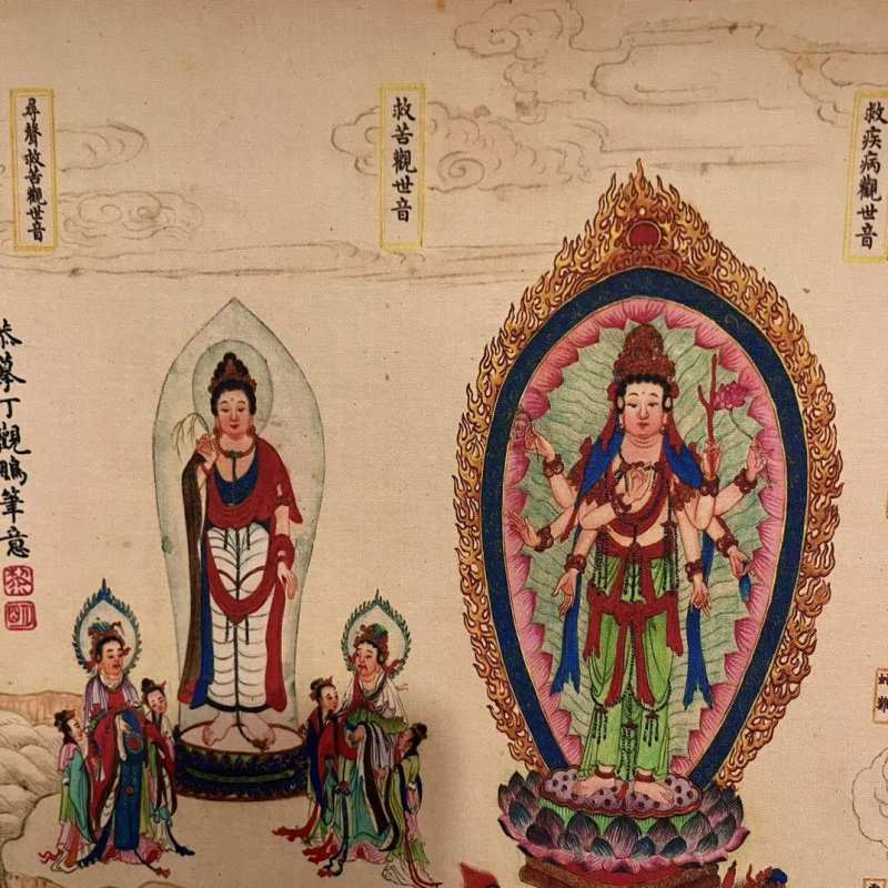 Антикварная каллиграфия и живопись знаменитостей Ding Guanming's Dharma Realm Source and Flow Picture