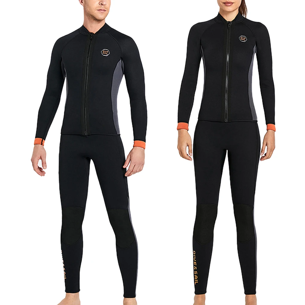 

Diving Jacket Two-piece Long Sleeve Style Swimsuits Strong Sunscreen Easy to Wear Wetsuit Classic Crew Neck Women Black M