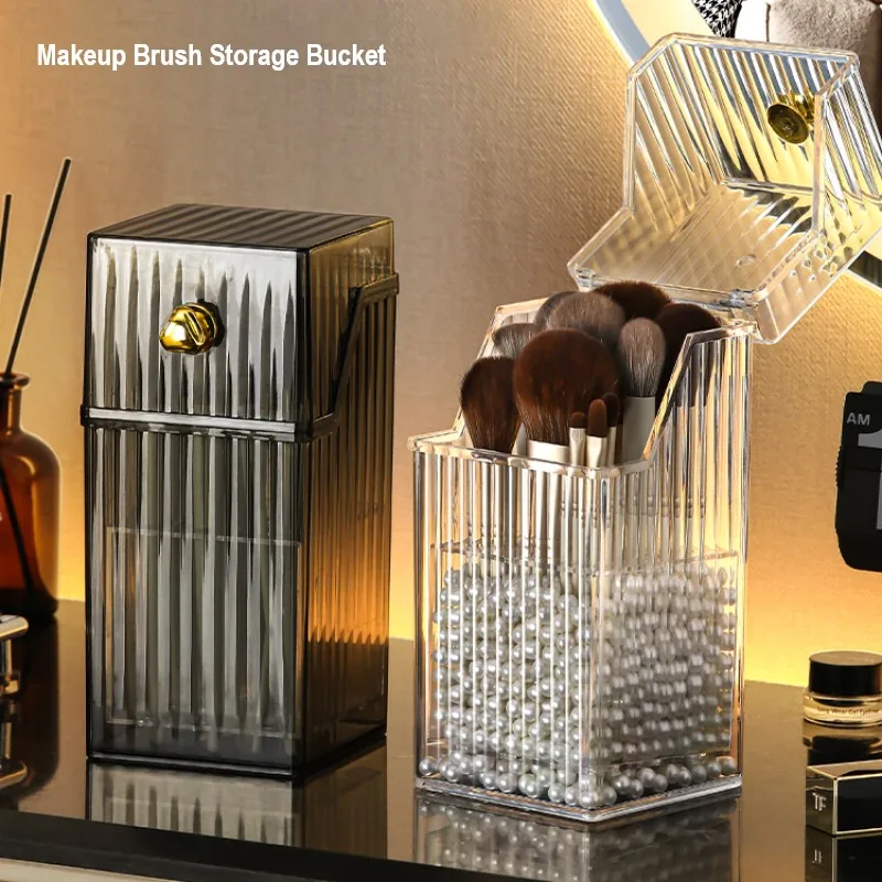 

For Clear Lid With Brushes Brush Holder Organizer Pearls Box Case Eyebrow Pencil Cosmetic With Display Vanity Storage Makeup