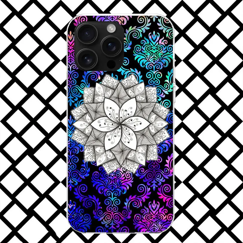 Фото Чехол для телефона с индийским узором Мандала для iPhone 17 Air, 16, 16E, 15, 14 Plus, 13 Mini, 12, 11 Pro Max, 7, 8 + SE 2020, мягкий чехол-накладка Fundas 17 A №4