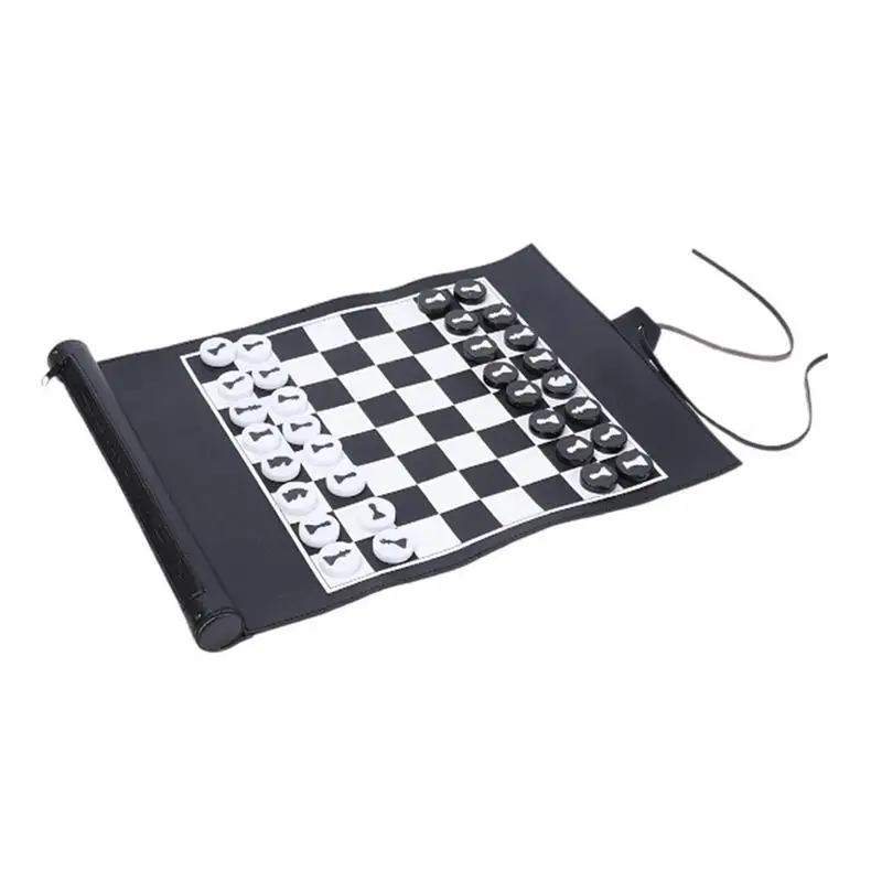 

Roll Up Chess Foldable Wholesale Chess Set Combo 2 In 1 Portable Chess & Checkers Set Silicone Board Travels Easy For Outdoors