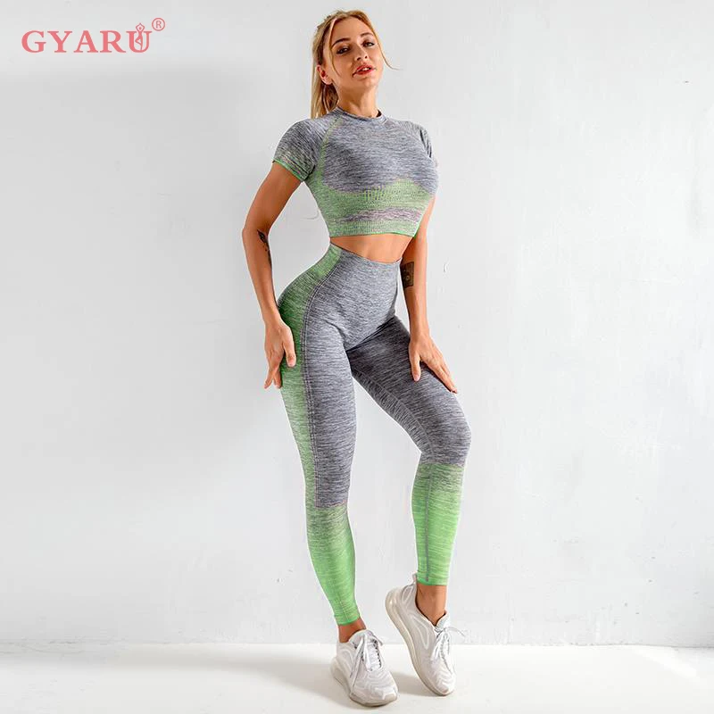 

GYARU 2 Piece Set Women Workout Clothes Yoga Set Seamless Women Gym Clothing Athletic Sports Suit Women Sports Bra and Leggings