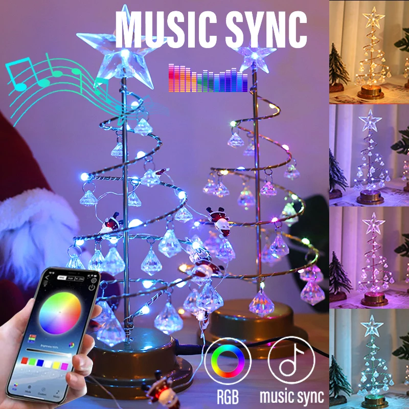 

Christmas Decorative Fairy Nightlight LED Crystal Star Wrought Iron Table Lamp Bedroom Decor Christmas Tree Light Xmas Art