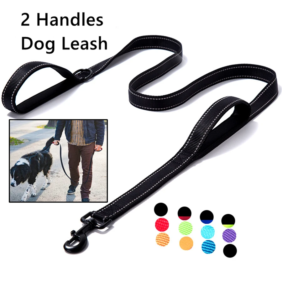 

Pet Dog Leash Heavy Duty 6ft Long 2 Handles Reflective Lead Padded Traffic Handle Extra Control Safety Training for Large Dogs