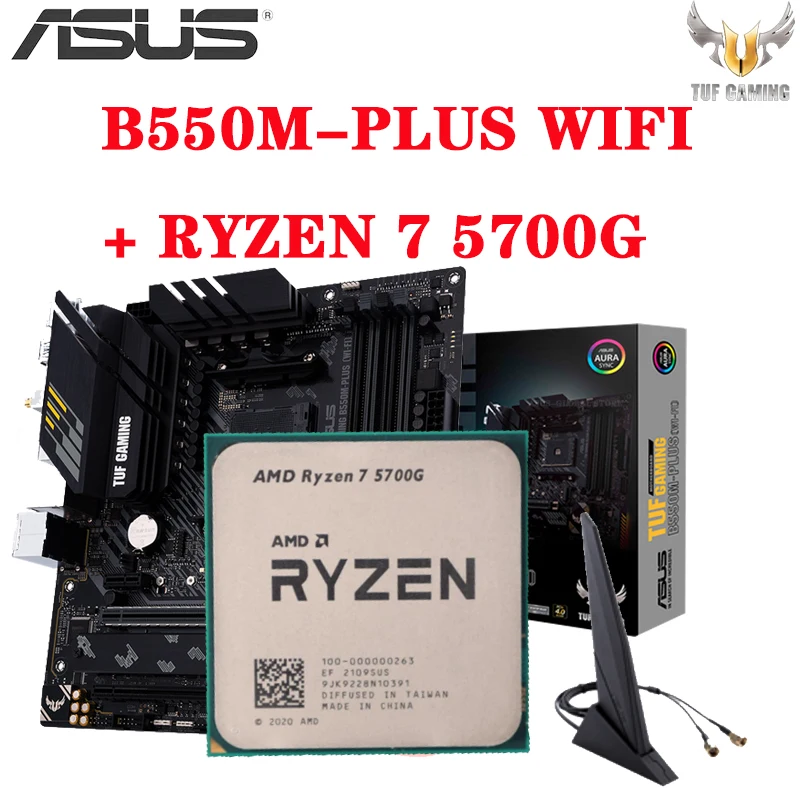 Разъем AM4 ASUS TUF GAMING B550M PLUS WIFI с процессором Ryzen 7 5700G комбинированная материнская