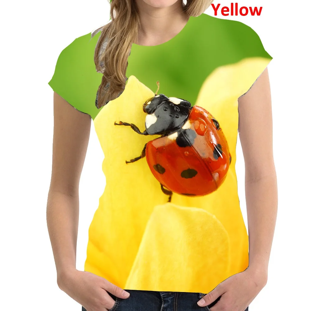 

2022 Summer New Fashion Women's animal Ladybug Printed Casual Short Sleeve T-shirt