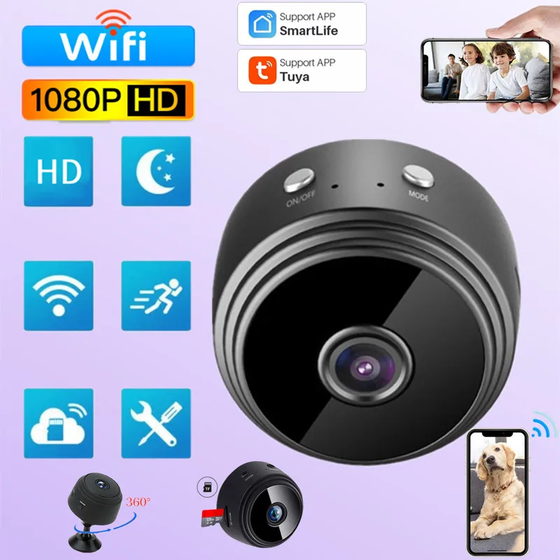 

Мини-камера видеонаблюдения A9, 1080P HD, с поддержкой Wi-Fi