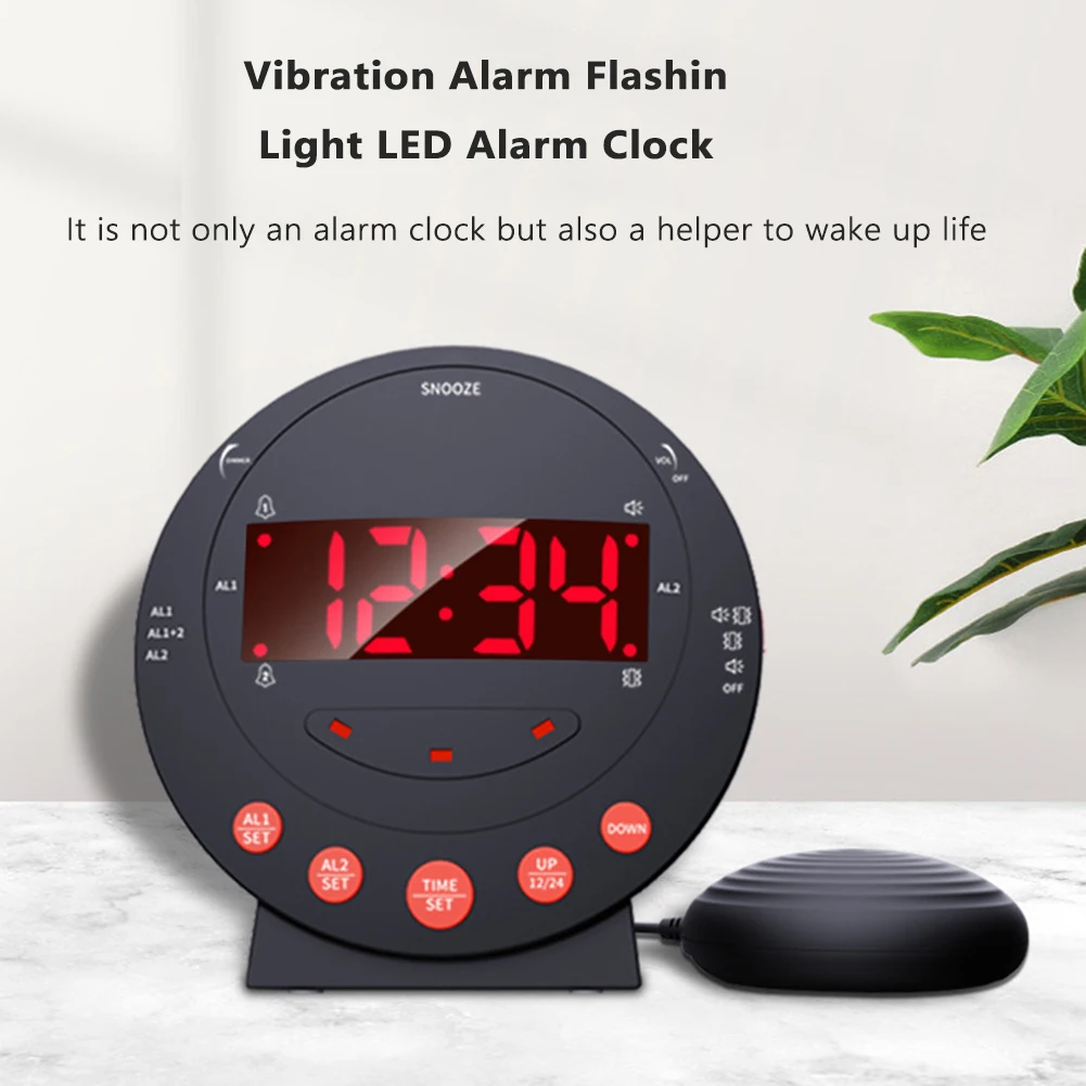 

Snooze Wake Up Clock Stepless Volume Adjustment Flashing Light Clock Anti Sleep Drowsy Reminder for Elderly Deaf-mute