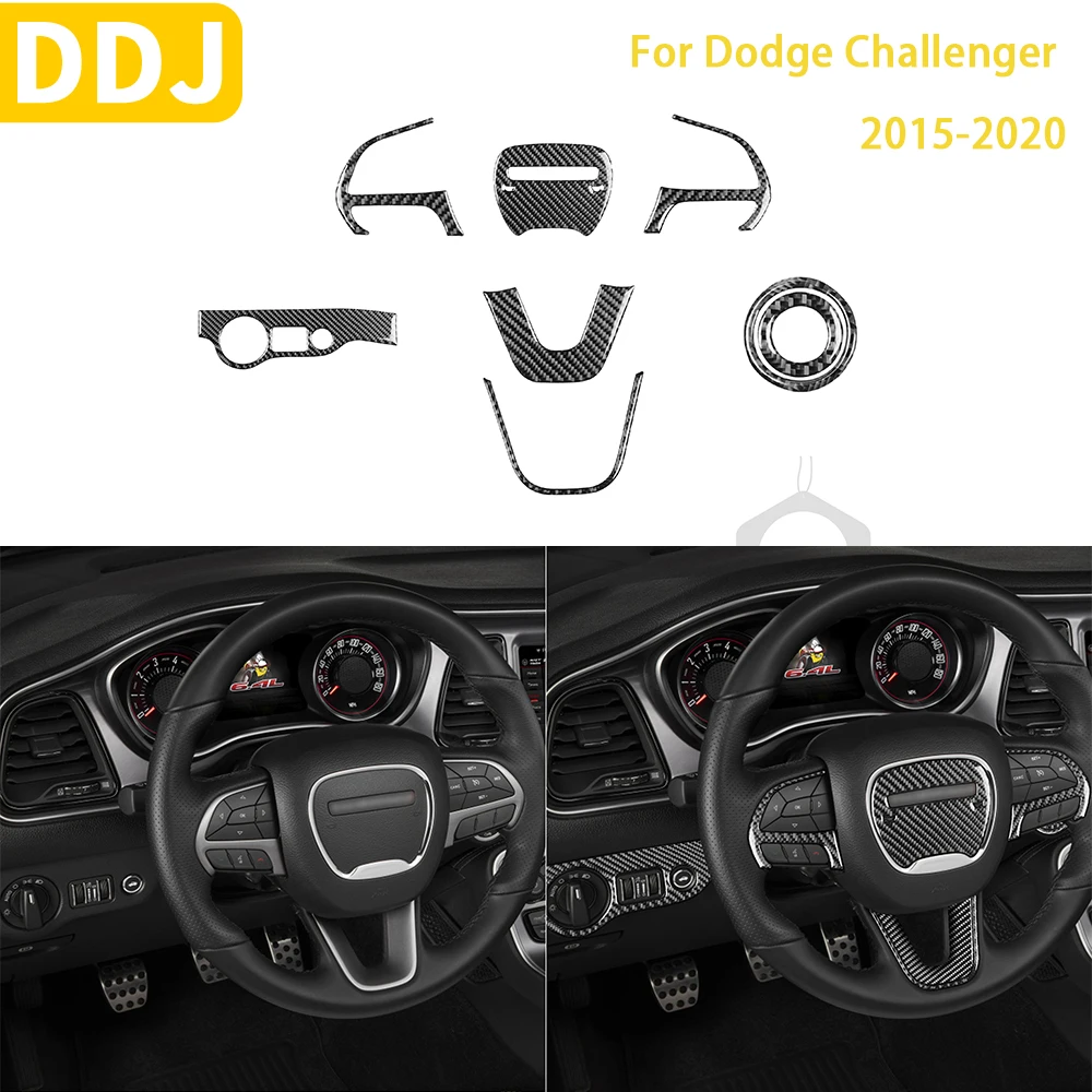 

Углеродное волокно для Dodge Challenger 2015 2016 2017 2018 2019 аксессуары для салона автомобиля рулевое колесо для тусксветильник освещения