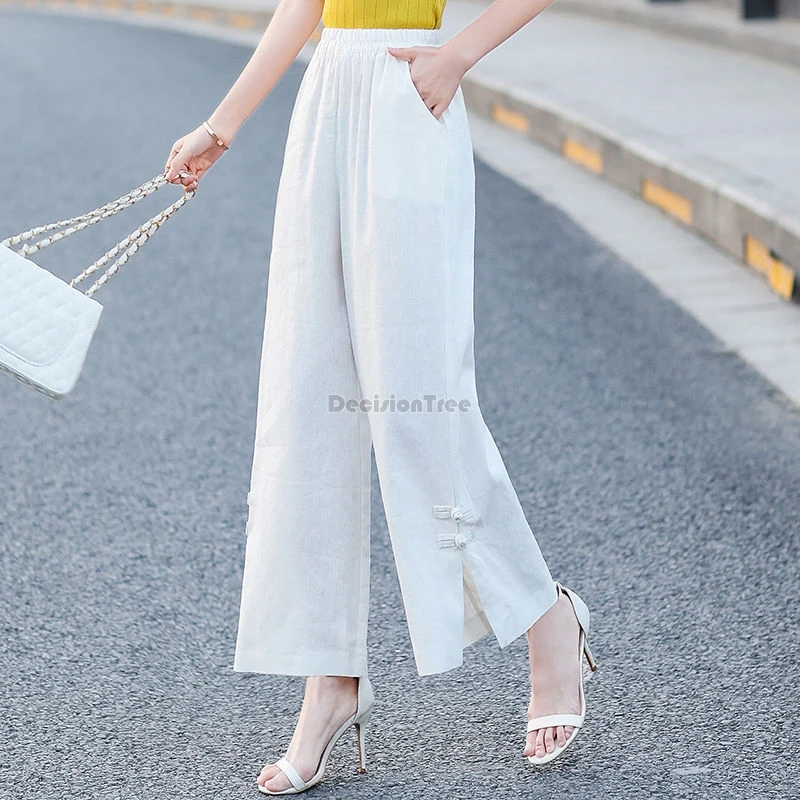 Новинка 2024 льняные Костюмные брюки в новом китайском этническом стиле