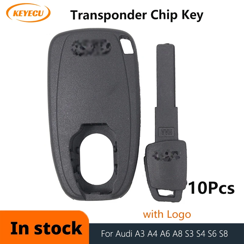 

KEYECU 10 Pcs/lot Replacement Transponder Chip Key & Smart Emergency Key for Audi A3 A4 A6 A8 S3 S4 S6 S8 Q7 Engine Start ID48