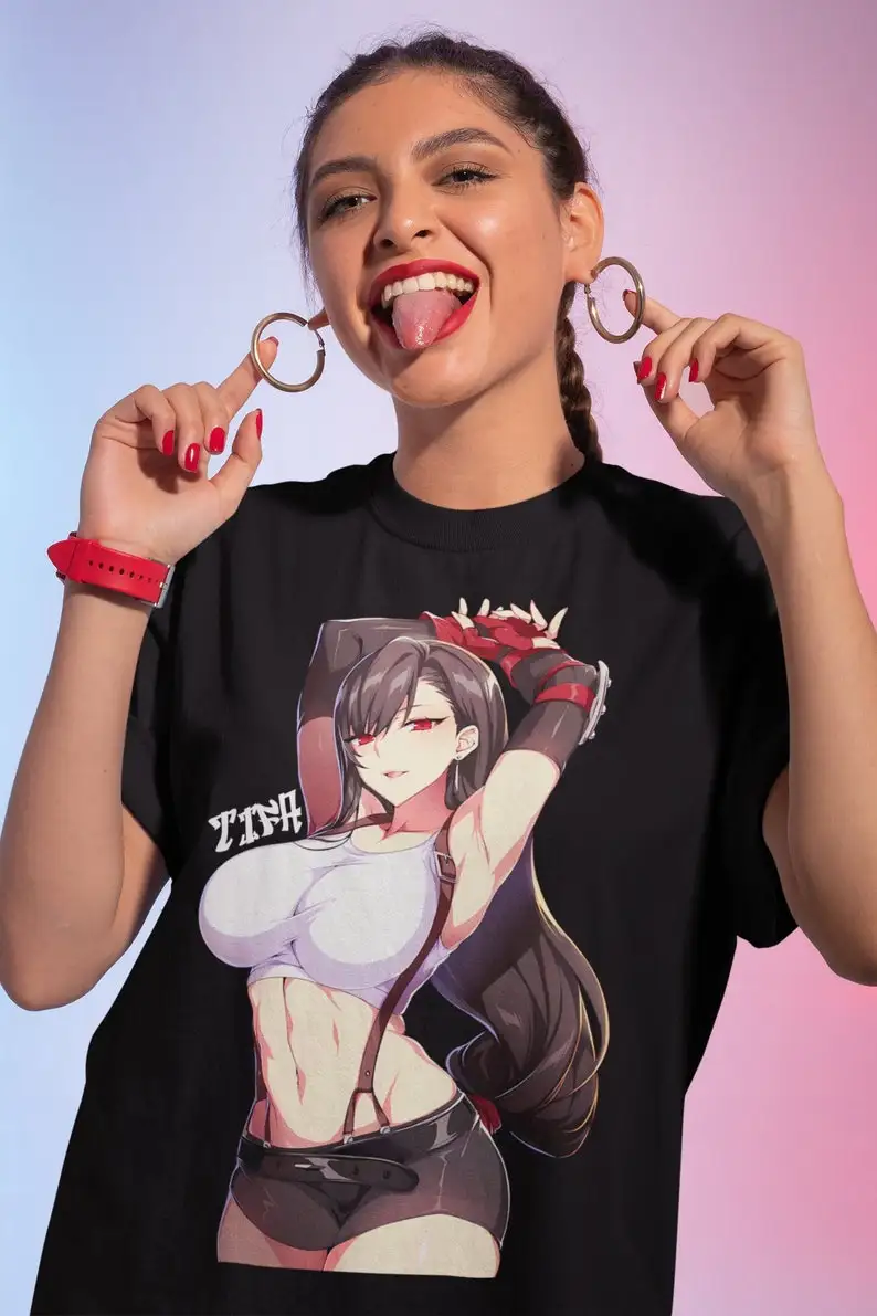Игровая футболка FFVII Tifa рубашка из материала аниме Waifu